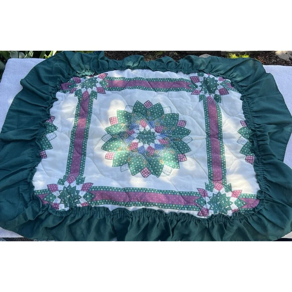 Vintage Perfect Fit Pillow Shams Set 2 Quilt Star Patchwork Cottage Farmhouse